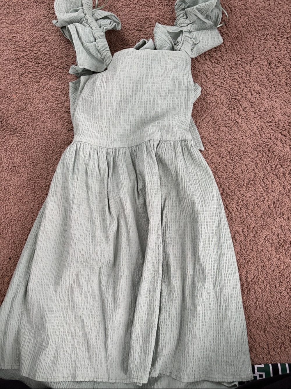 miami Sage Green Ruffle Strap Girls' Casual Dress
